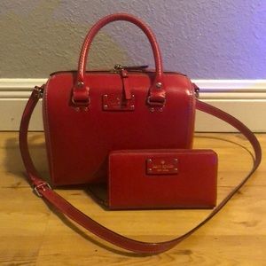 Kate Spade red bag and wallet